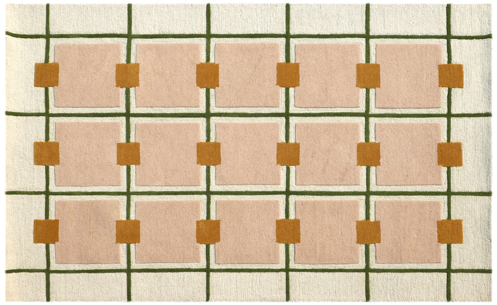 Modern Geometric Wool Rug - Hand-Tufted Minimalist Grid Design | Mid-Century Accent Rug by Rug Regalia