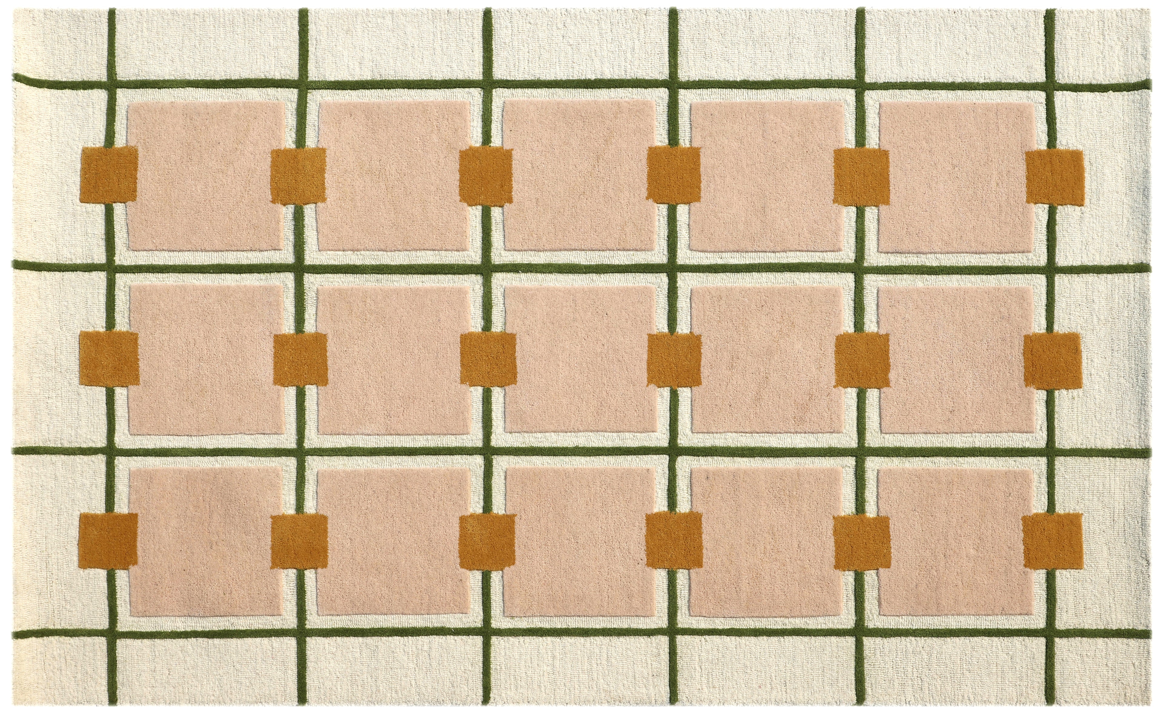 Modern Geometric Wool Rug - Hand-Tufted Minimalist Grid Design | Mid-Century Accent Rug by Rug Regalia