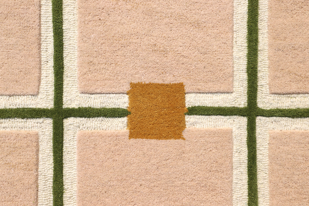 Modern Geometric Wool Rug - Hand-Tufted Minimalist Grid Design | Mid-Century Accent Rug by Rug Regalia