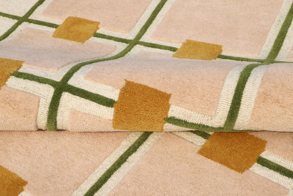 Modern Geometric Wool Rug - Hand-Tufted Minimalist Grid Design | Mid-Century Accent Rug by Rug Regalia