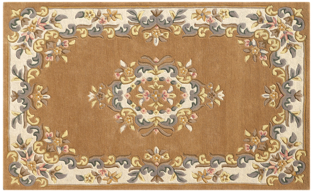 Carmel Color Rug Classic Floral Wool Rug - Hand-Tufted Traditional Design in Caramel ...