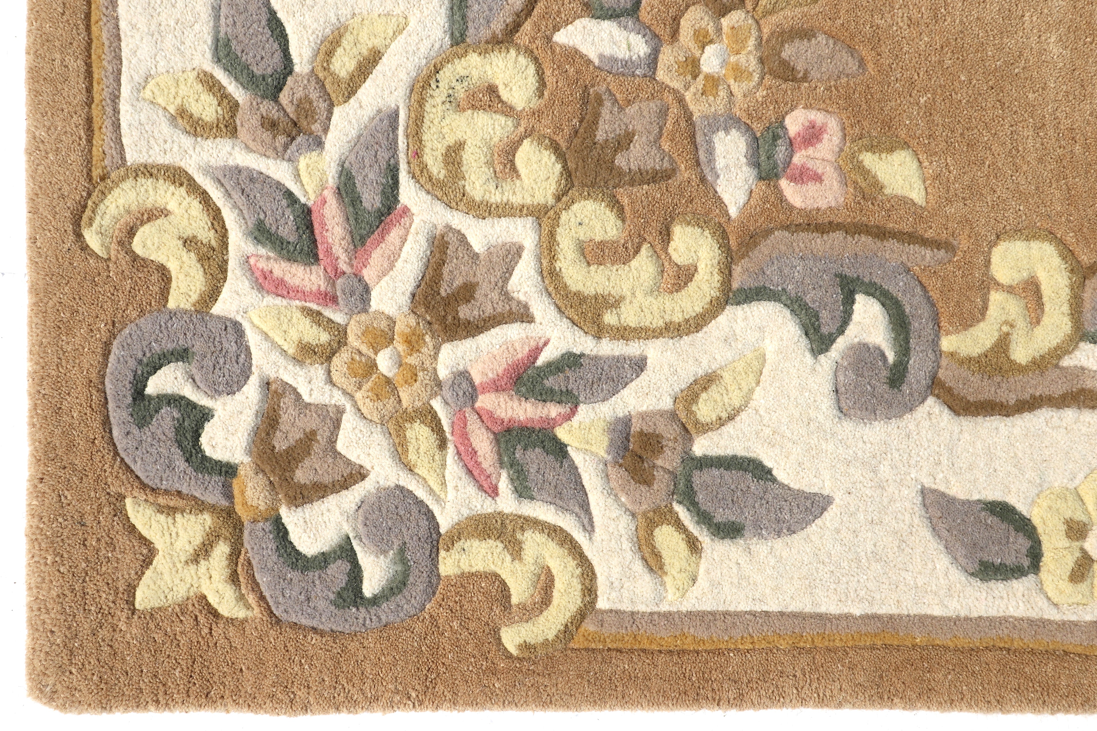 Classic Floral Wool Rug - Hand-Tufted Traditional Design in Caramel & Ivory | Vintage-Style Area Rug by Rug Regalia