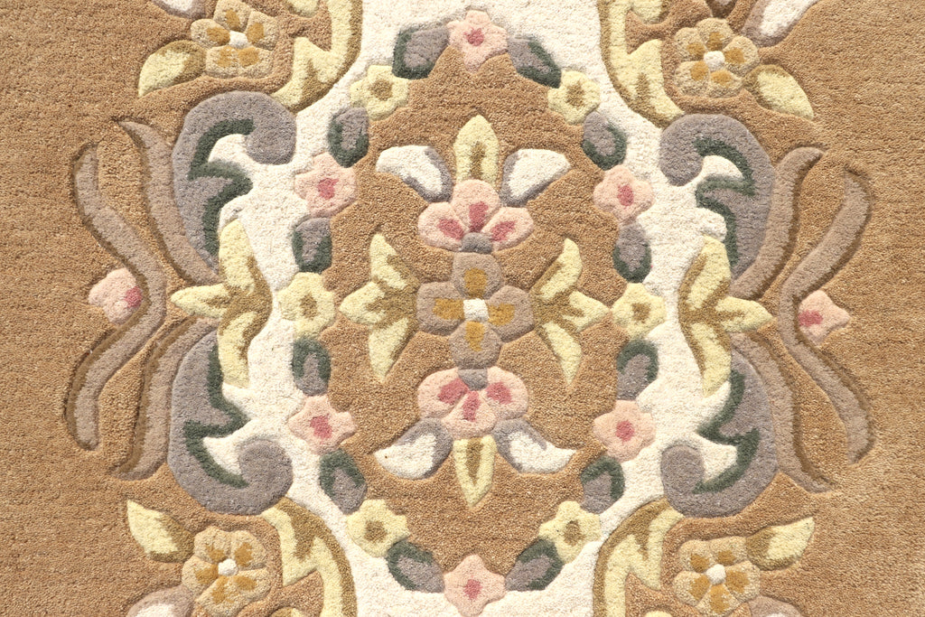 Classic Floral Wool Rug - Hand-Tufted Traditional Design in Caramel & Ivory | Vintage-Style Area Rug by Rug Regalia