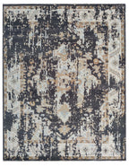 Vintage Distressed Turkish Style Wool Carpet, Beige Ivory Charcoal Black Antique Look Area Rug for Living Room, Bedroom hand knotted rug