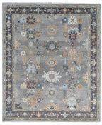 Hand Knotted Wool Oushak Rug, Turkish Style Geometric Carpet (8x10)