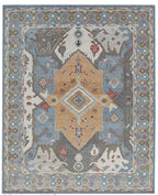Blue Oushak Rug 8x10 – Hand Knotted Wool Turkish Vintage Area Rug
