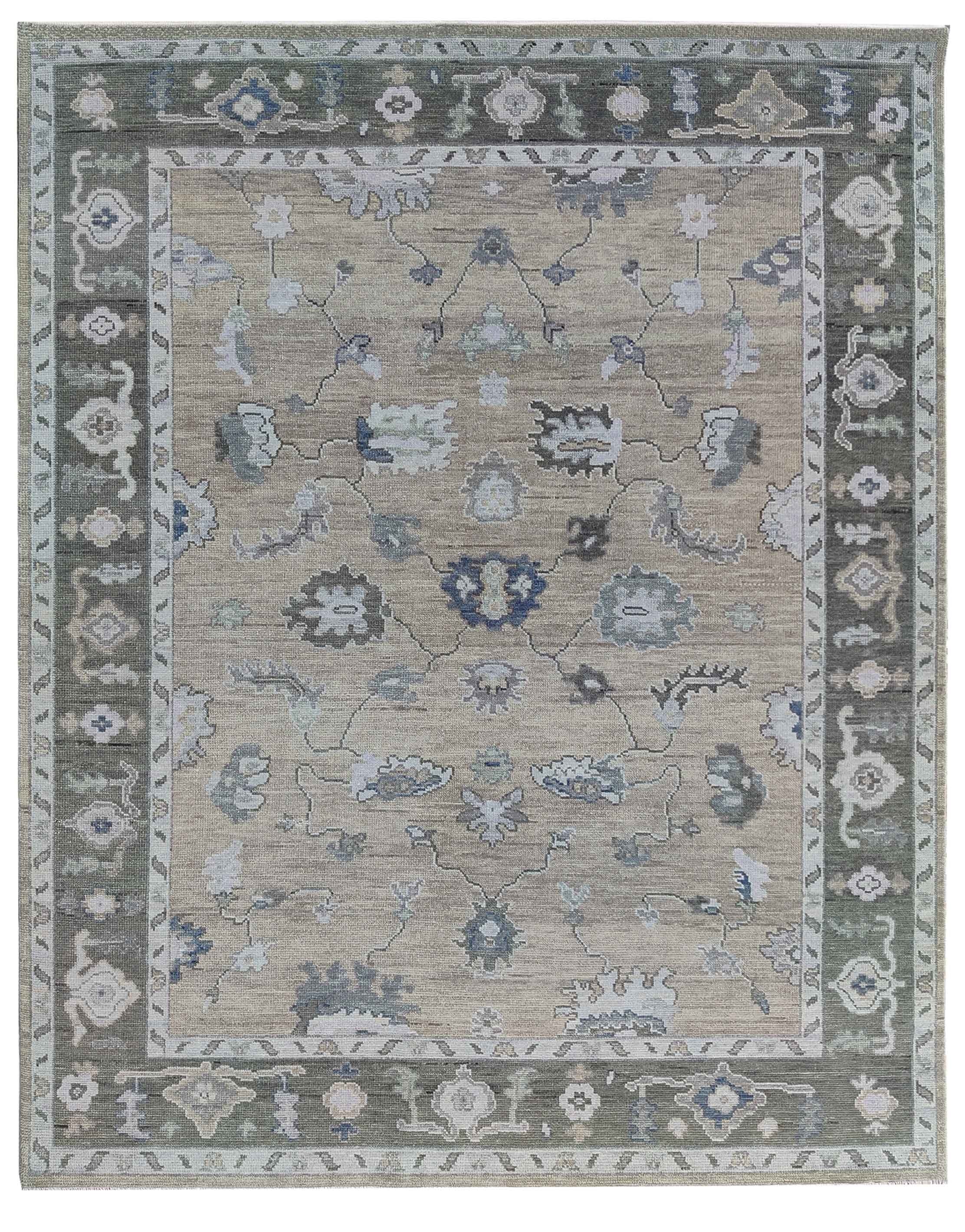 Hand-Knotted Olive & Grey Heirloom Rug