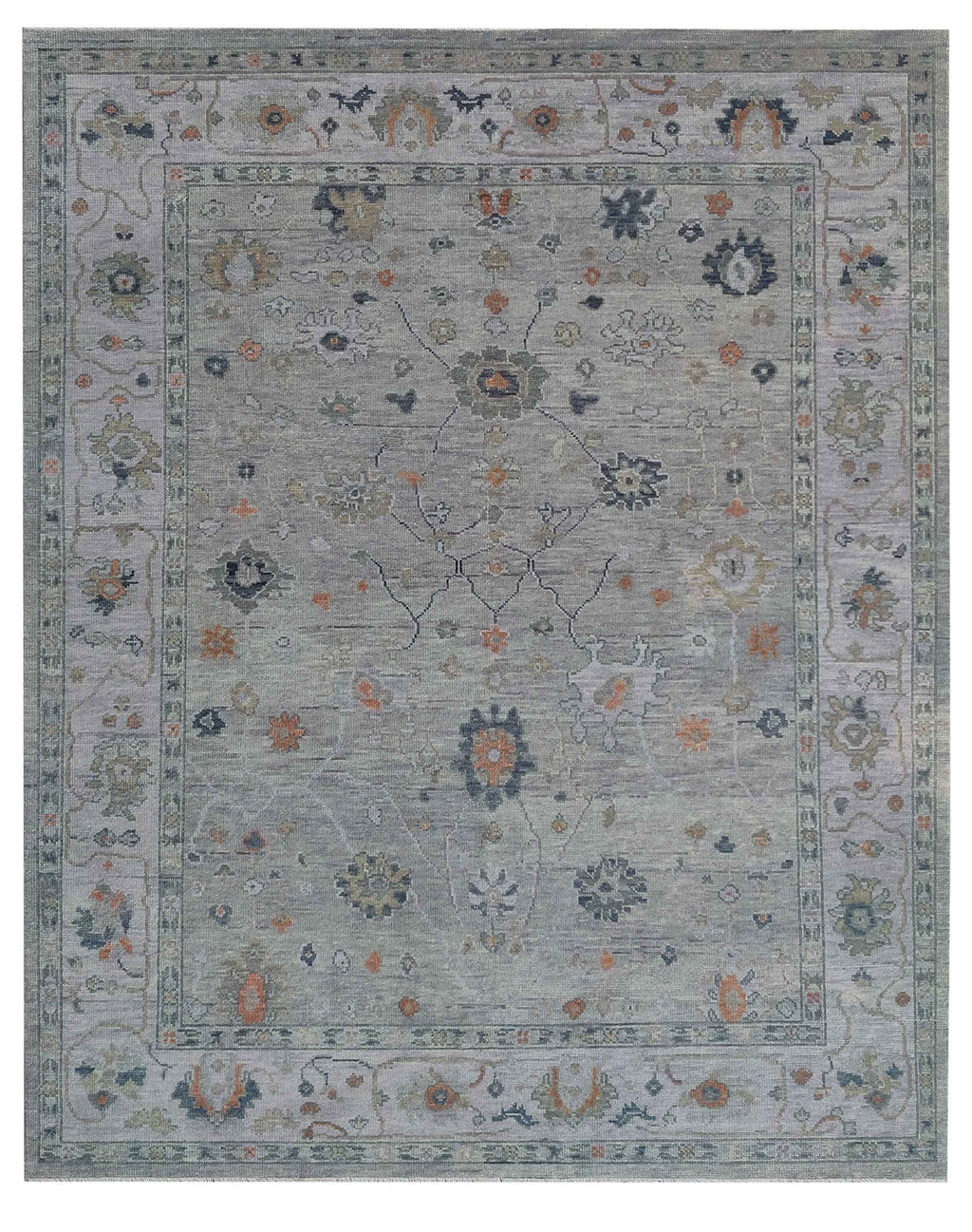 Hand-Knotted Light Grey & Silver Artisan Rug 9x12 feet