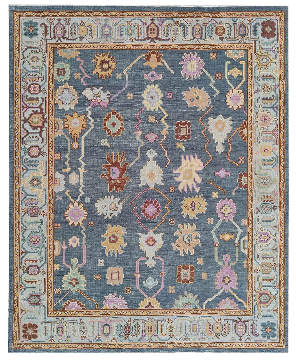 Hand-Knotted Dark Grey & Silver Statement Rug 8x10 feet