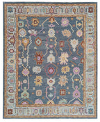 Hand-Knotted Dark Grey & Silver Statement Rug 8x10 feet