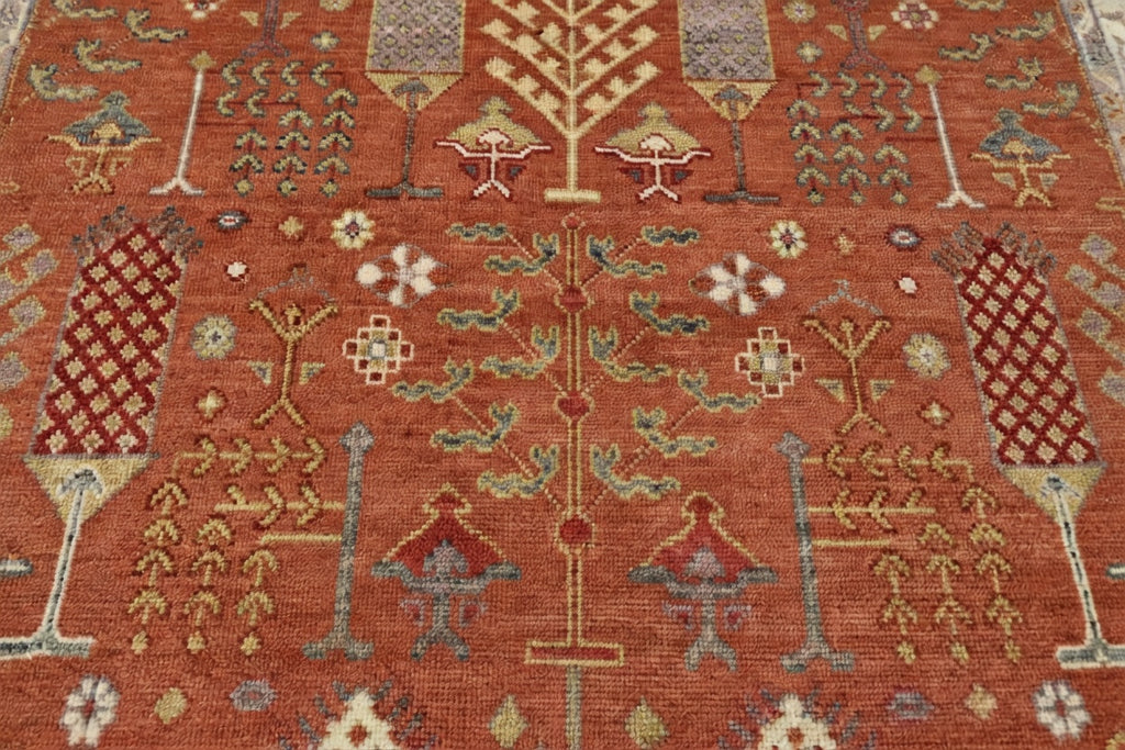 8x10 Elegant Soft red Handknotted Oushak rug, Modern Soft Wool Rugs, Tree of Life Rug for Living room, Bedroom and Office