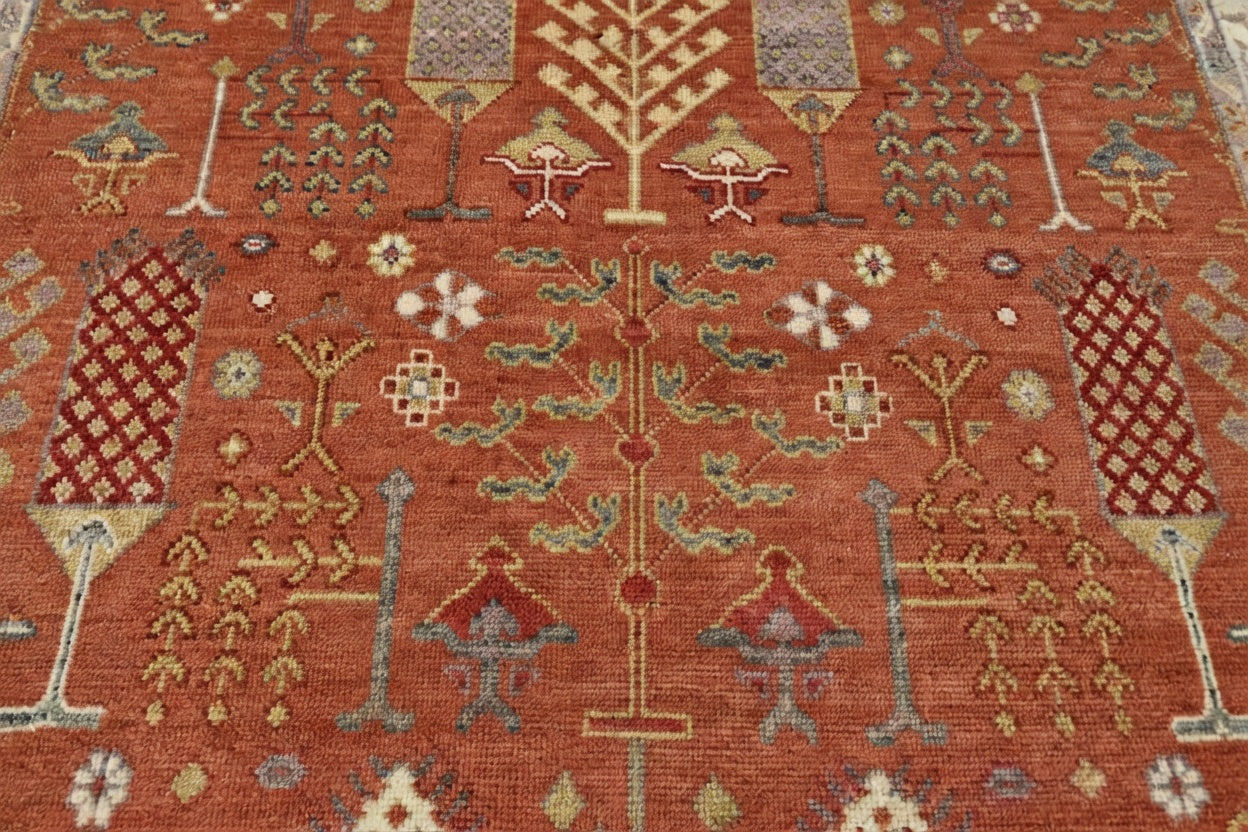 8x10 Elegant Soft red Handknotted Oushak rug, Modern Soft Wool Rugs, Tree of Life Rug for Living room, Bedroom and Office