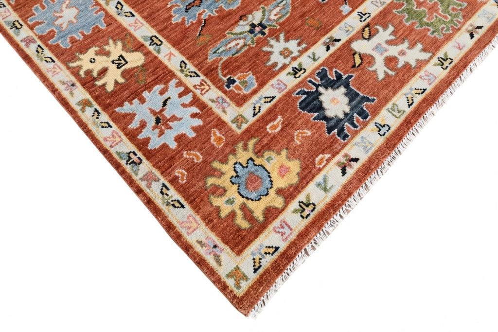 8x10 Elegant Soft red Handknotted Oushak rug, Modern Soft Wool Rugs, Tree of Life Rug for Living room, Bedroom and Office.