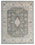 Blue Ivory Oushak Style Rug, Hand Knotted Wool Area Rug, Vintage Turkish Inspired Carpet, Living Room Rug 8x10, Custom Size Available