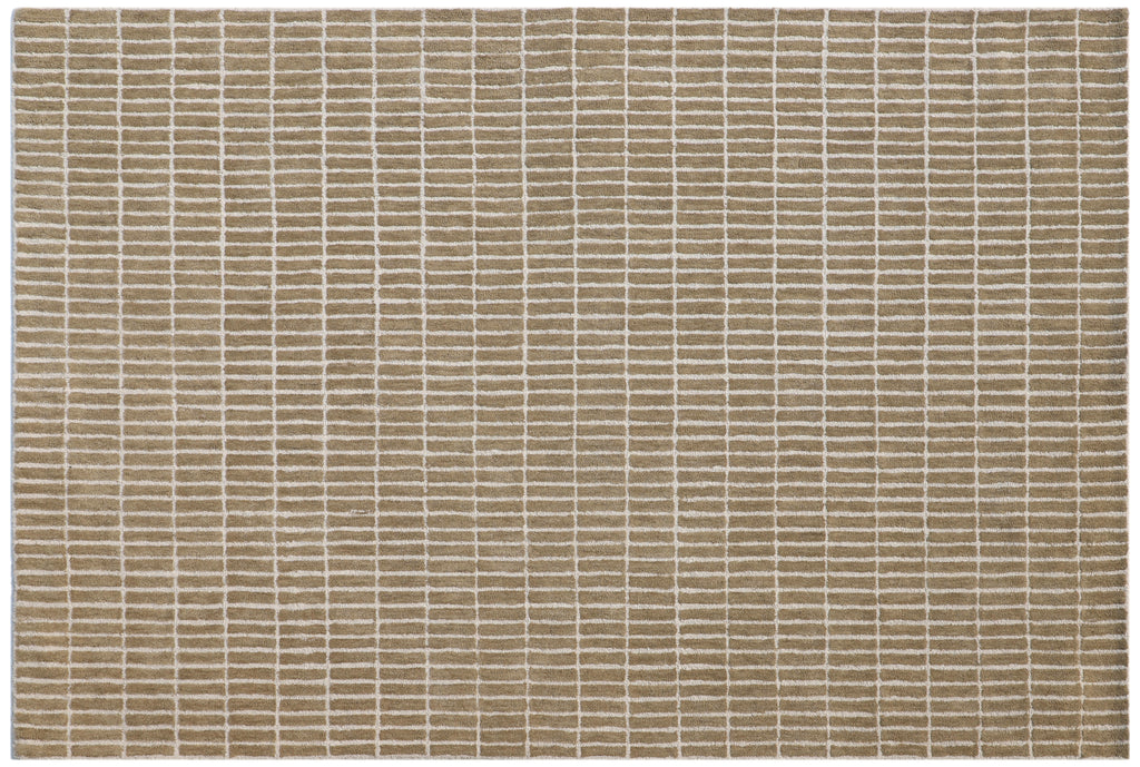 Minimalist Grid Wool Rug - Hand-Tufted Neutral Beige & Cream | Modern Scandinavian Area Rug by Rug Regalia