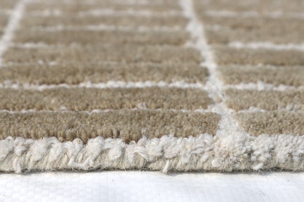 Minimalist Grid Wool Rug - Hand-Tufted Neutral Beige & Cream | Modern Scandinavian Area Rug by Rug Regalia