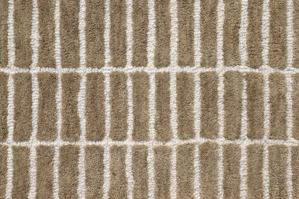 Minimalist Grid Wool Rug - Hand-Tufted Neutral Beige & Cream | Modern Scandinavian Area Rug by Rug Regalia