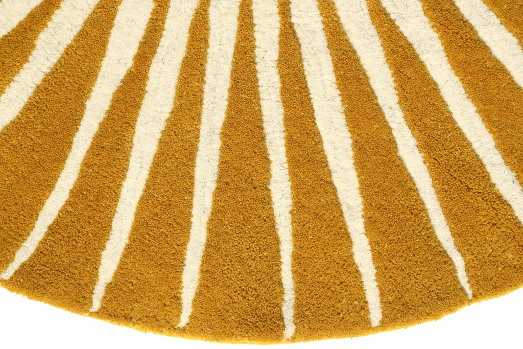Sunburst Round Wool Rug - Hand-Tufted Mustard & Cream Modern Boho Rug | Radiant Circular Rug by Rug Regalia