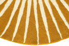 Sunburst Round Wool Rug - Hand-Tufted Mustard & Cream Modern Boho Rug | Radiant Circular Rug by Rug Regalia