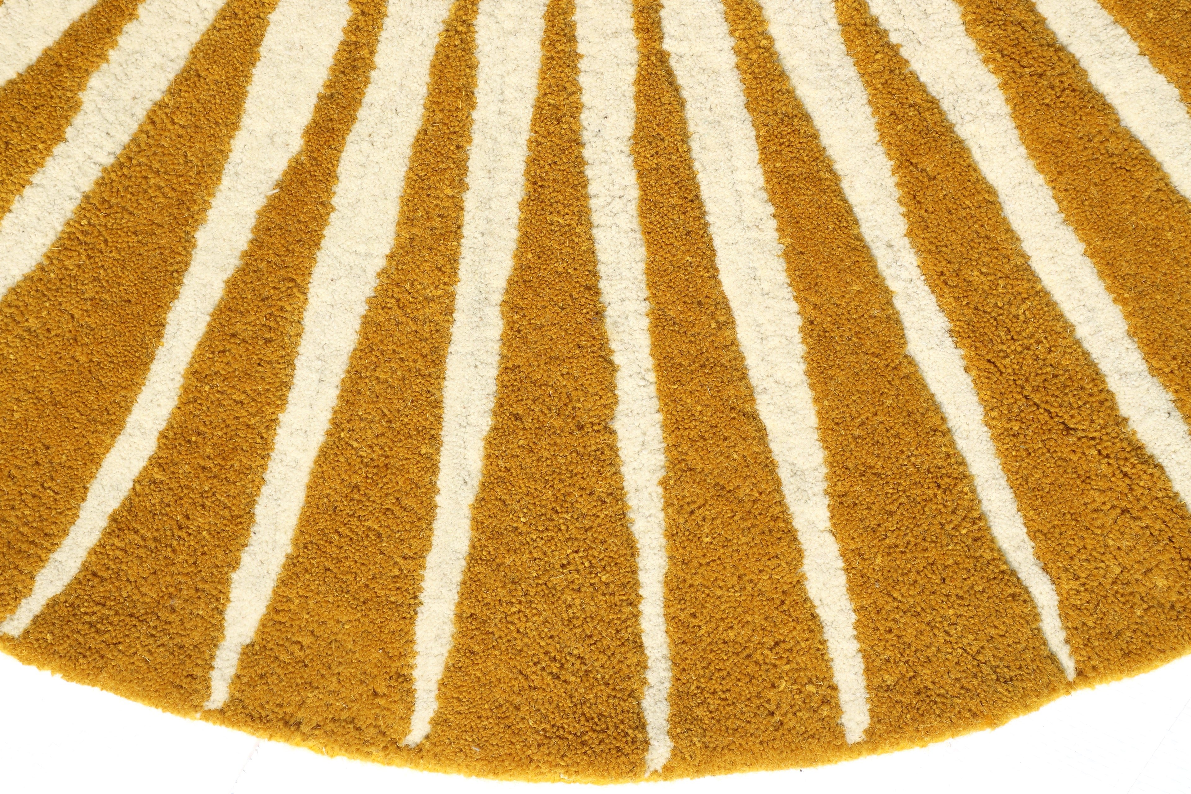 Sunburst Round Wool Rug - Hand-Tufted Mustard & Cream Modern Boho Rug | Radiant Circular Rug by Rug Regalia