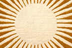 Sunburst Round Wool Rug - Hand-Tufted Mustard & Cream Modern Boho Rug | Radiant Circular Rug by Rug Regalia