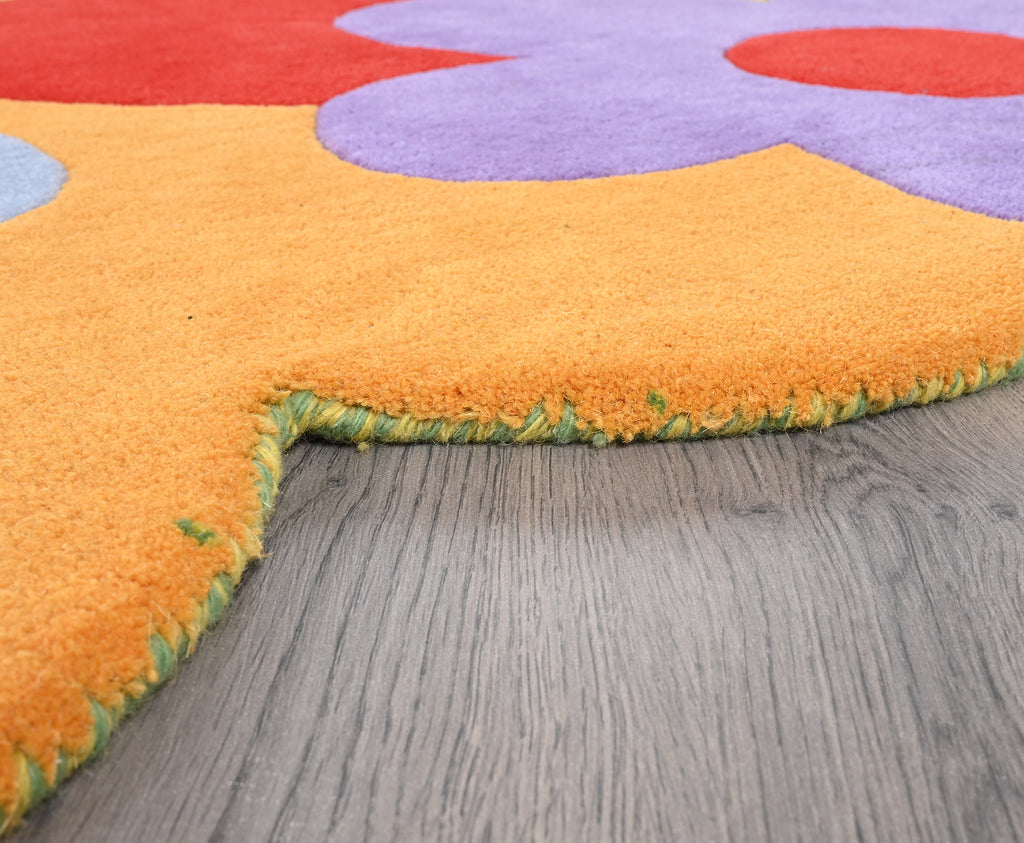 Hand-Tufted Colorful Flower Rug - Bright Floral Wool Rug | Playful Modern Home & Kids Room DŽcor by Rug Regalia