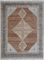 Hand-Knotted Wool Rug - Tribal Geometric Design in Earthy Tones | Artisan Vintage-Style Area Rug by Rug Regalia