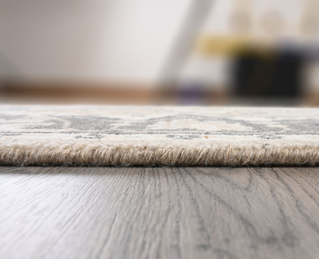 Hand-Knotted Wool Rug - Traditional Medallion in Taupe & Charcoal | Vintage-Inspired Artisan Rug by Rug Regalia