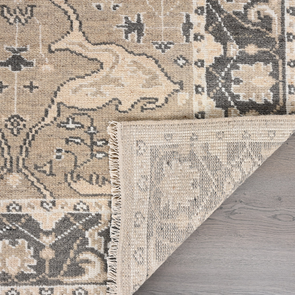 Hand-Knotted Wool Rug - Traditional Medallion in Taupe & Charcoal | Vintage-Inspired Artisan Rug by Rug Regalia