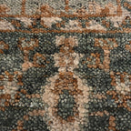 Hand-Knotted Wool Rug - Botanical Motif in Sage Green & Copper | Vintage-Style Artisan Rug by Rug Regalia
