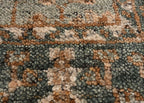 Hand-Knotted Wool Rug - Botanical Motif in Sage Green & Copper | Vintage-Style Artisan Rug by Rug Regalia