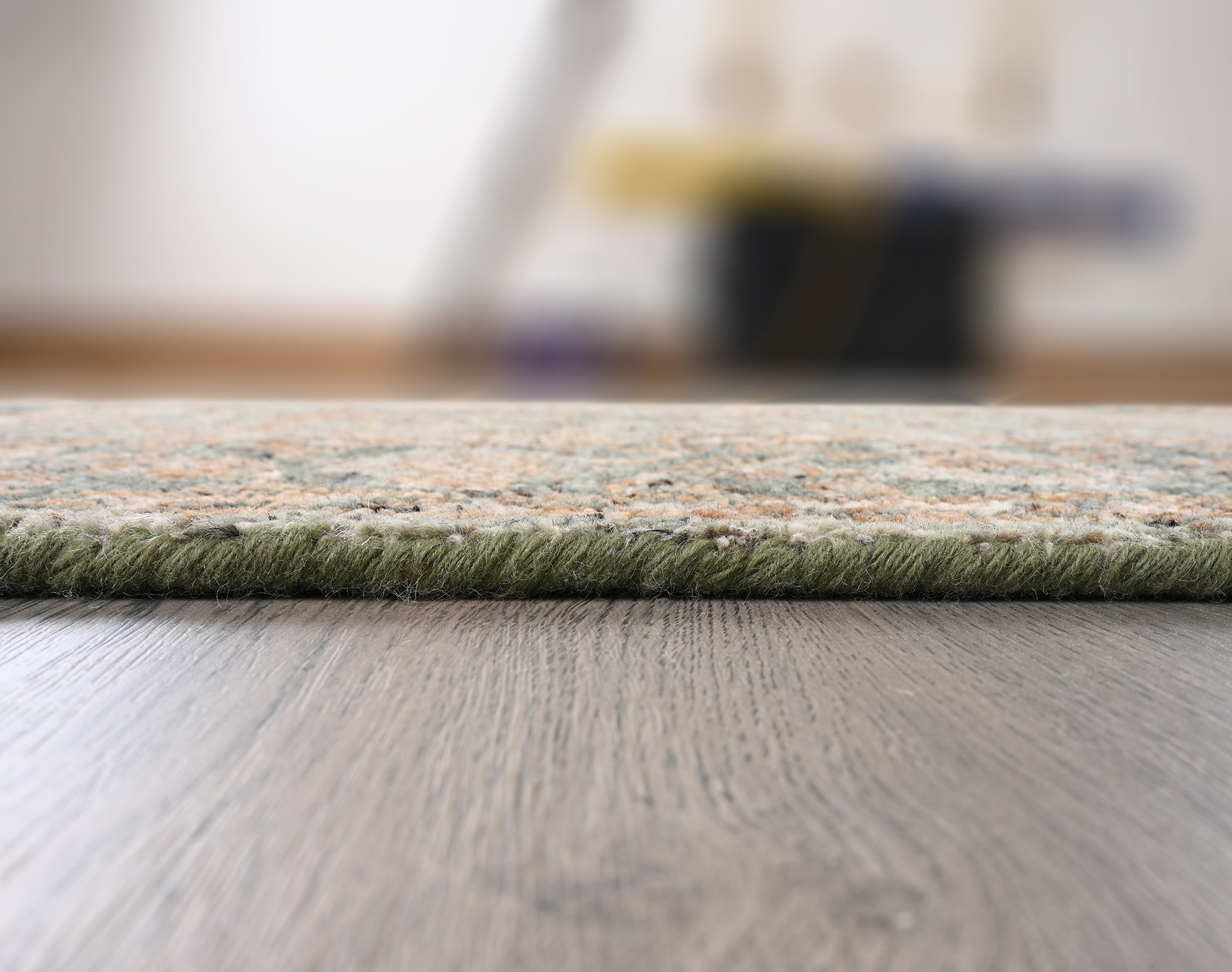 Hand-Knotted Wool Rug - Botanical Motif in Sage Green & Copper | Vintage-Style Artisan Rug by Rug Regalia