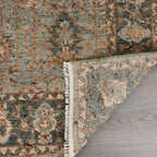 Hand-Knotted Wool Rug - Botanical Motif in Sage Green & Copper | Vintage-Style Artisan Rug by Rug Regalia