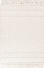 Handwoven Wool & Cotton Ivory Rug - Textured Neutral Area Rug with Fringe | Artisan Boho Minimalist Rug by Rug Regalia