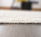 Handwoven Wool & Cotton Ivory Rug - Textured Neutral Area Rug with Fringe | Artisan Boho Minimalist Rug by Rug Regalia