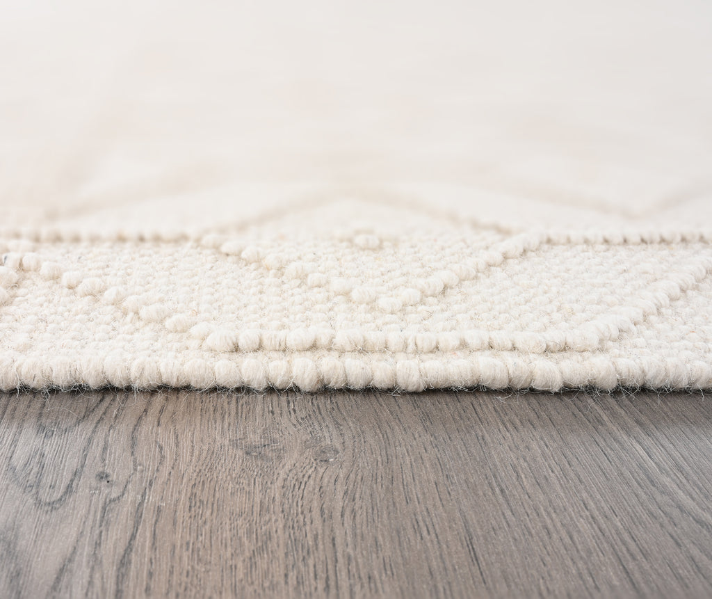 Handwoven Wool & Cotton Ivory Rug - Textured Neutral Area Rug with Fringe | Artisan Boho Minimalist Rug by Rug Regalia