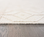 Handwoven Wool & Cotton Ivory Rug - Textured Neutral Area Rug with Fringe | Artisan Boho Minimalist Rug by Rug Regalia