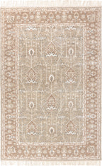 Hand-Knotted Wool Rug - Botanical Pattern in Soft Beige & Ivory | Vintage-Inspired Neutral Area Rug by Rug Regalia