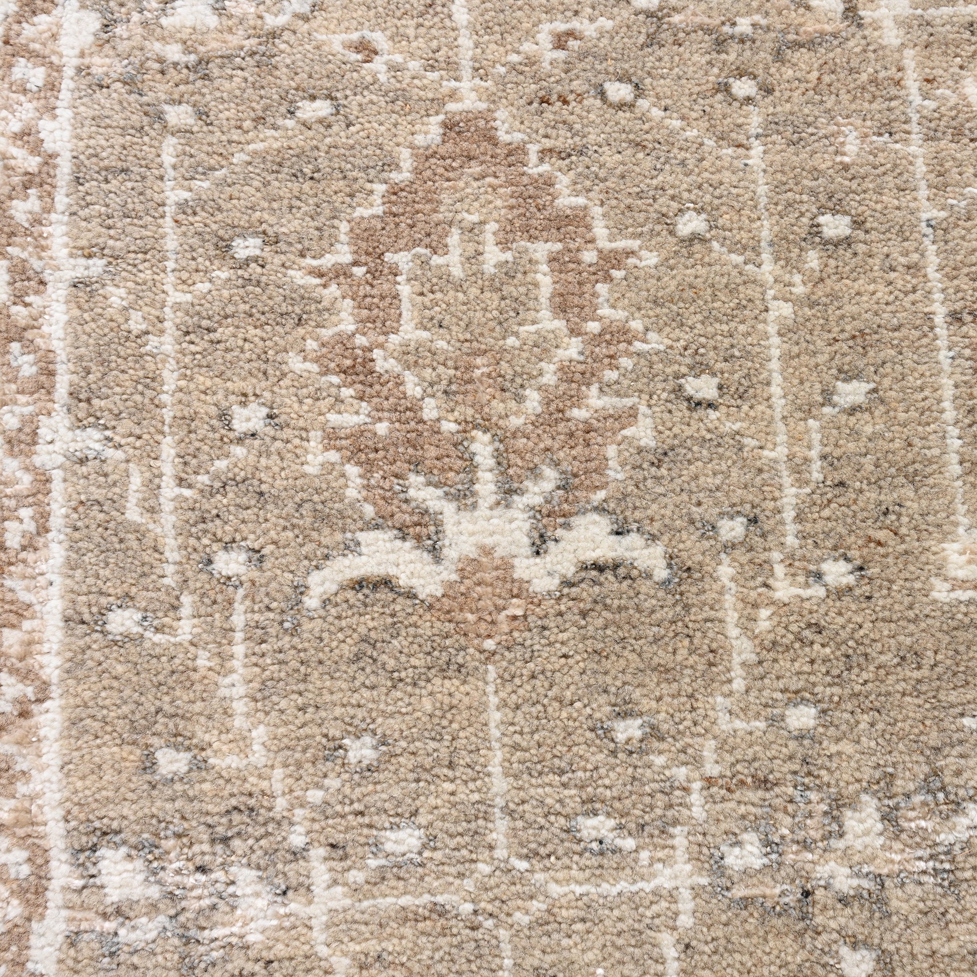 Hand-Knotted Wool Rug - Botanical Pattern in Soft Beige & Ivory | Vintage-Inspired Neutral Area Rug by Rug Regalia