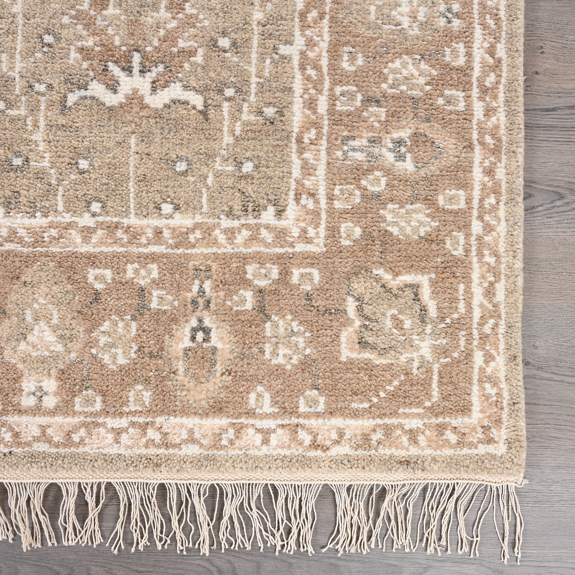 Hand-Knotted Wool Rug - Botanical Pattern in Soft Beige & Ivory | Vintage-Inspired Neutral Area Rug by Rug Regalia