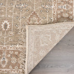 Hand-Knotted Wool Rug - Botanical Pattern in Soft Beige & Ivory | Vintage-Inspired Neutral Area Rug by Rug Regalia