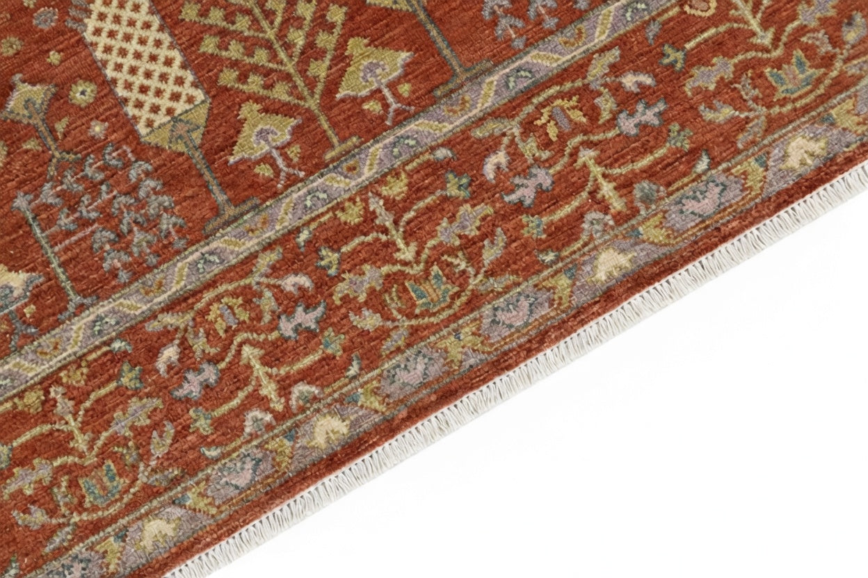 8x10 Elegant Soft red Handknotted Oushak rug, Modern Soft Wool Rugs, Tree of Life Rug for Living room, Bedroom and Office