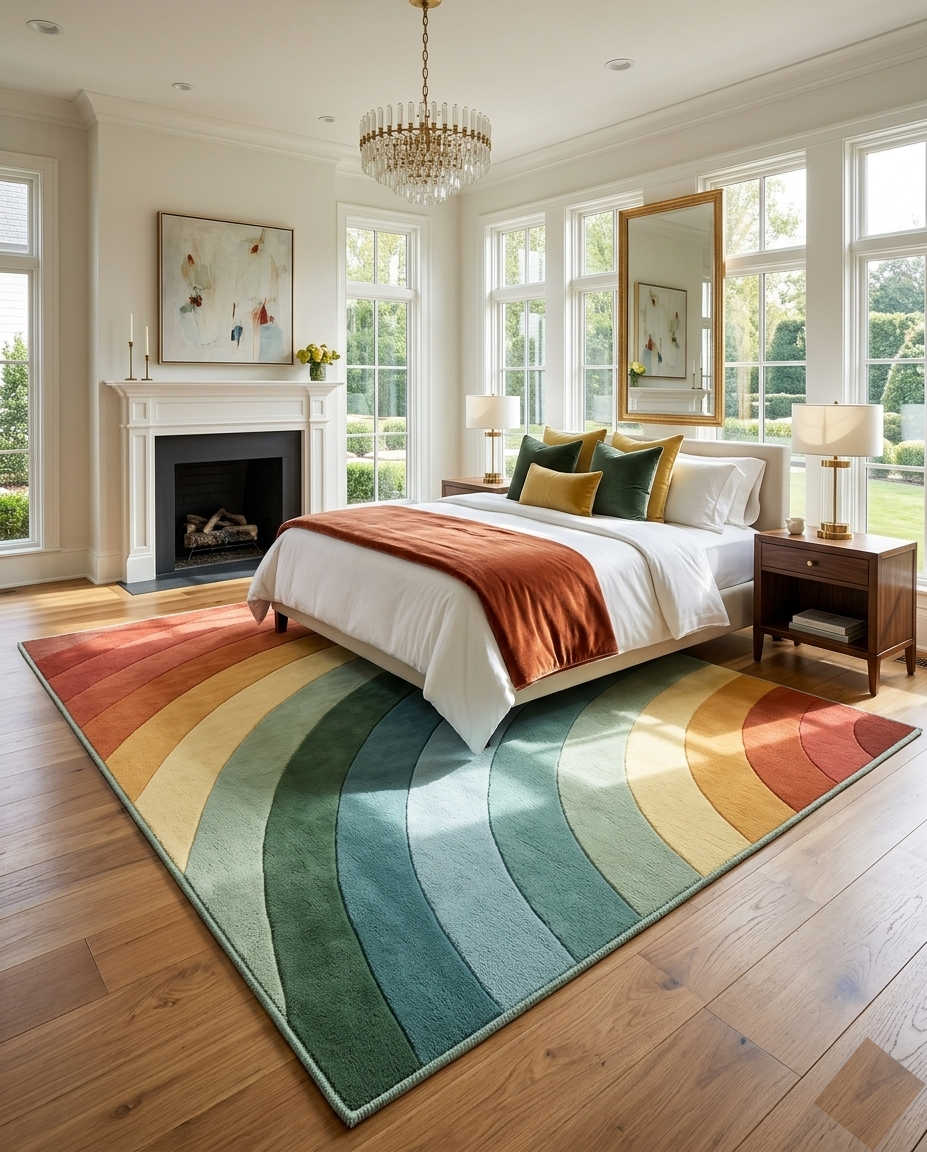 RugsRegalia | 100% New Zealand Wool Retro Arches Hand-Tufted Rug (8'x10') – Multi-Color Earth Tones