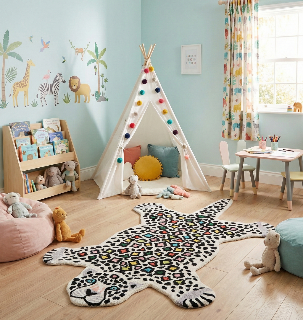 Hand-Tufted Leopard Rug - Multicolor Animal-Shaped Wool Rug | Playful Kids & Modern DŽcor Rug by Rug Regalia