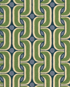 Loomora Wool Hand Tufted Rug Retro Geometric Wave Pattern Modern Design 9x12 Green Blue Ivory