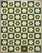 Retro Daisy Checkerboard Hand Tufted Rug – Green & Cream Floral Pattern | Modern Aesthetic Area Rug for Living Room Bedroom
