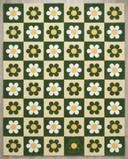 Retro Daisy Checkerboard Hand Tufted Rug – Green & Cream Floral Pattern | Modern Aesthetic Area Rug for Living Room Bedroom