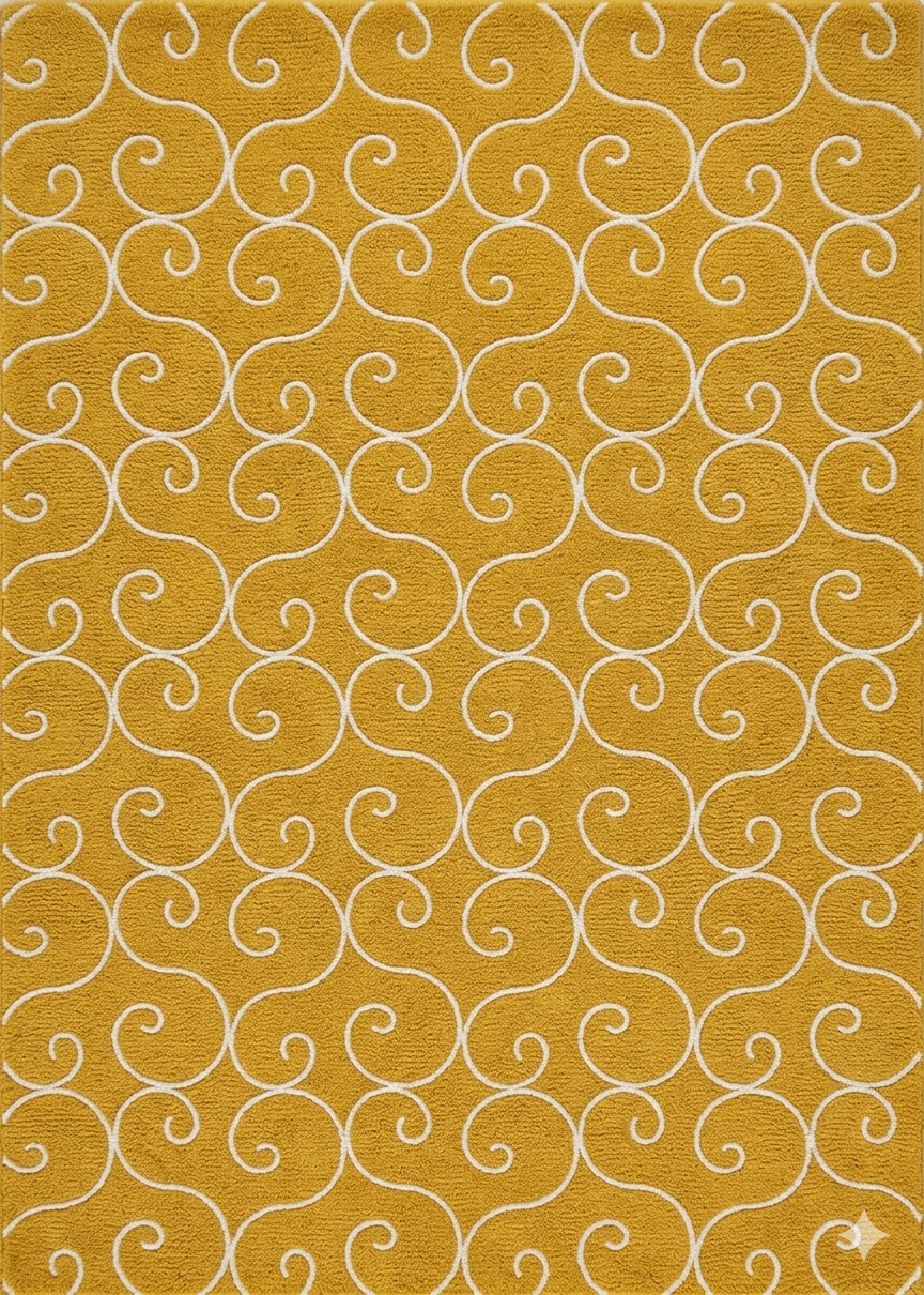 Loom & Hearth | 100% Wool Arched Maze Hand-Tufted Rug (8'x10') – Mustard Gold
