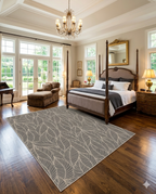Loomora Wool Hand Knotted Oushak Rug Botanical Leaf Pattern Contemporary Design Traditional Technique 9x12 Grey Ivory