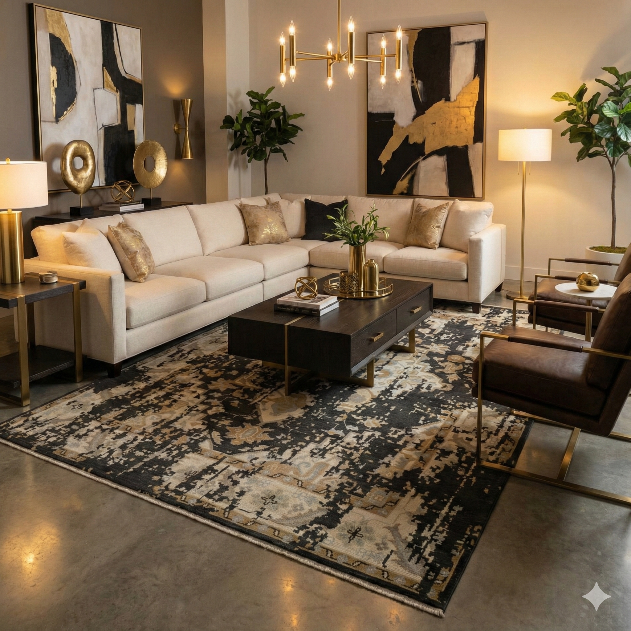 Hand-Knotted Modern Oushak Wool Rug Ð Charcoal, Beige & Ivory Abstract Design | Luxury Turkish Handmade Carpet by Rug Regalia